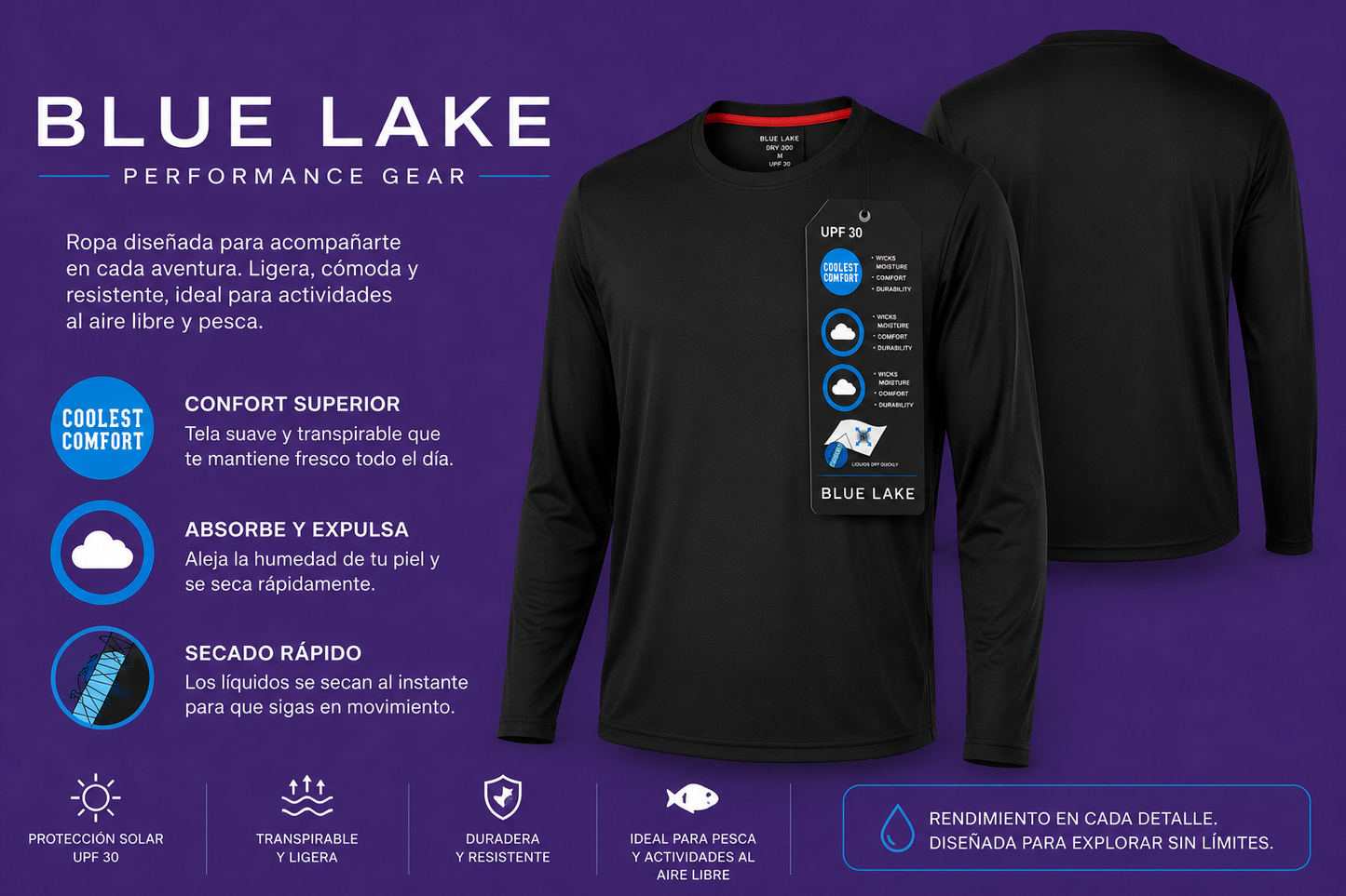 BLUE LAKE LONG SLEEVE SHIRT BLACK