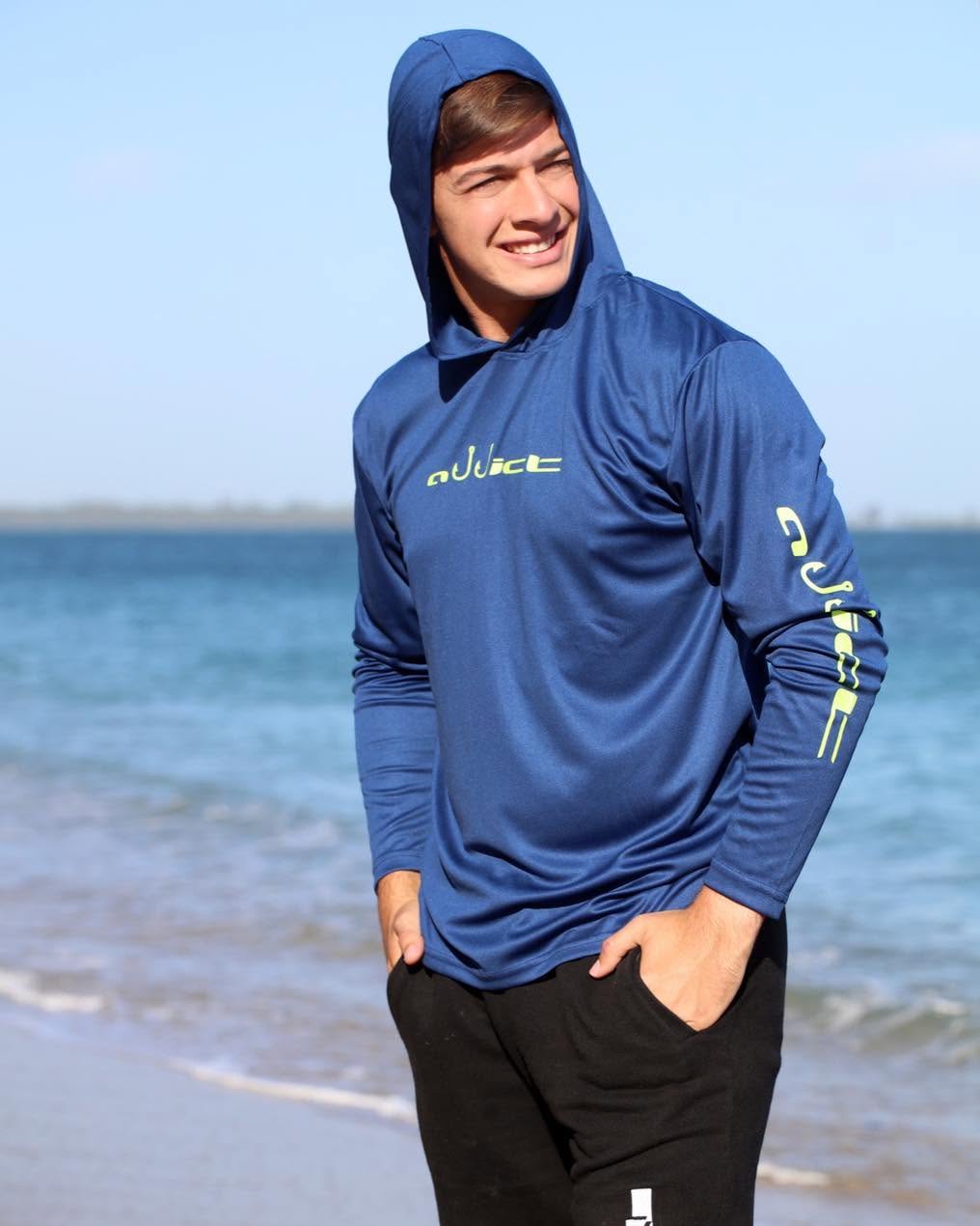 ADDICT HIGH PERFORMANCE OFFSHORE GEAR HOODED LONG SHIRT NAVY BLUE