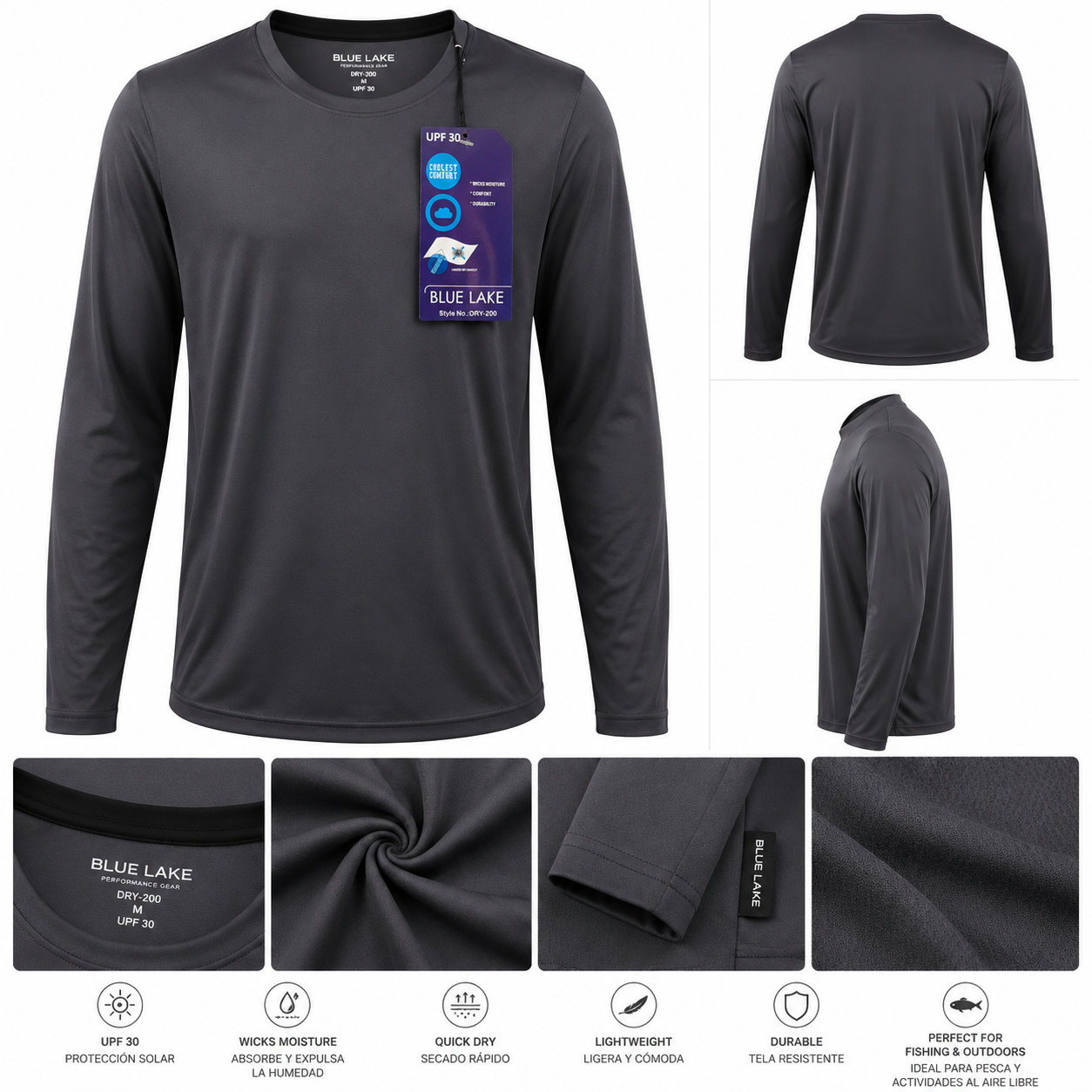 BLUE LAKE SLEEVE SHIRT CHARCOAL GRAY