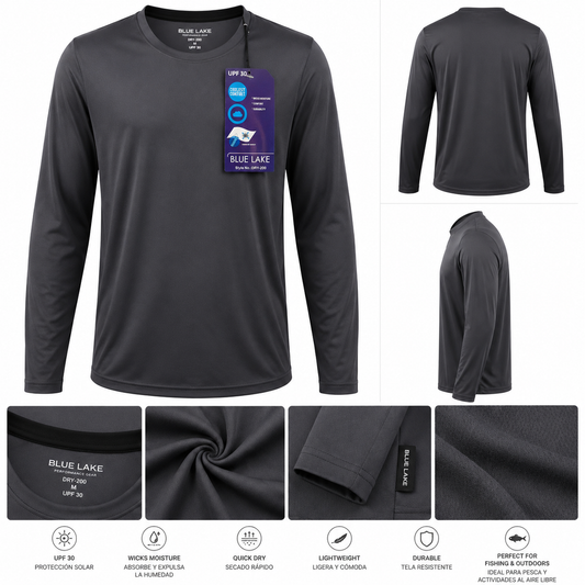 BLUE LAKE SLEEVE SHIRT CHARCOAL GRAY